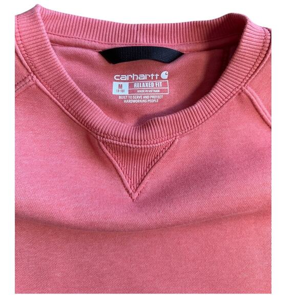 Carhartt Women Med Relaxed Fit Midweight Crewneck Logo sleeve Graphic Sweatshirt - Picture 5 of 9
